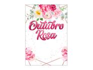 Painel De Festa Vertical 1,50 x 2,20 - Outubro Rosa Floral 002