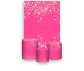 Painel De Festa Vertical 1,50 x 2,20 + Trio De Capas Cilindro - Efeito Glitter Rosa Pink 047