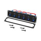 Painel de Interruptor Rocker LED 6 Gangues 12V 20A SPST - Para Barco, Marítimo e Carro