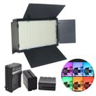 Painel De Led Iluminador Rgb Bicolor Com Bateria Carregador