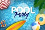 Painel de Lona Pool Party Festa na Piscina Prancha e Guarda Sol