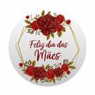 Painel de Lona Redondo Feliz Dia das Mães Rosas Vermelhas Formas Douradas