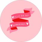 Painel de Lona Redondo Feliz Dia dos Namorados Faixa Rosa