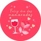 Painel de Lona Redondo Feliz Dia dos Namorados Rosa e Taça