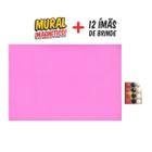 Painel de Parede Mural de Fotos e Recados Decoração Rosa 40x60 cm + 12 Imãs Bolinha