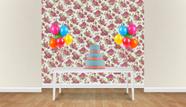 Painel em Jacquard Estampado Floral Vermelho