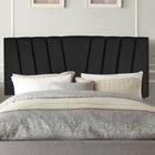 Painel Estofada Bélgica 195cm King Size Para Cama Box Quarto Suede Preto - Ahazzo Móveis