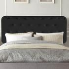 Painel Estofada Carla 140 cm Casal Quarto para Cama Box Suede Preto - KDAcanto Móveis