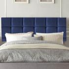 Painel Estofada Espanha 120cm Viúva Solteirão Para Cama Box Quarto Suede Azul Marinho - Ahazzo Móveis