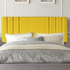 Painel Estofada Grécia 140 cm Casal Quarto para Cama Box Suede Amarelo - Damaffê Móveis