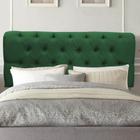 Painel Estofada Lady Capitonê 140 cm Casal Quarto para Cama Box Suede Verde - KDAcanto Móveis