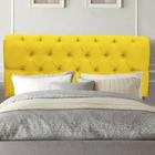 Painel Estofada Paris Botão Capitonê 160cm Queen Size Para Cama Box Quarto Suede Amarelo - Ahz Móveis