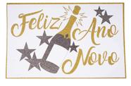 Painel Feliz Ano Novo Espumante EVA Branco Dourado e Prata EVA Vivarte - Inspire sua Festa Loja