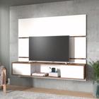 Painel Home Suspenso Para TV Até 60 Polegadas Sala de Estar 2 Portas 1 Nicho 160 cm Branco Marrom