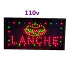 Painel LED placa luminoso letreiro LANCHE escrito LED pisca