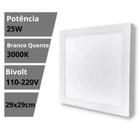 Painel Led Plafon 25W Sobrepor Branco Quente Frio Quadrado Redondo