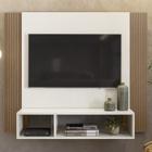 Painel Para TV 40 Polegadas 13949 Off White Cristal Ripado Madeira Dmad - Demadero