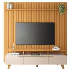 Painel para TV 70 Pol Ripado 2.2 e Rack Bancada Amago H01 Off White/Cinamomo - Mpozenato