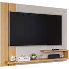 Painel Para TV Sala Quarto 50 Polegadas 135cm Branco Off White Nature Com Prateleiras Home Dunas