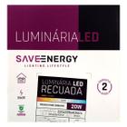 Painel Plafon Led Embutir Recuado 22,5X22,5cm 20W 3000K Branco Bivolt - Save Energy - SE-240.1651