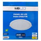 Painel Plafon Led Embutir Redondo 30cm 24W 3000K Bivolt - MB Led - 4017