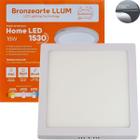 Painel Plafon Luminaria De Sobrepor 18W Led Quadrado 6500k Bivolt 22x22Cm Llum Bronzearte - LLUM Bronzearte