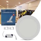 Painel Plafon Luminária Led Redondo Slim 18W 3500K Branco Quente Bivolt Alumínio Embutir