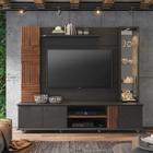Painel Rack Home Estante Para TV até 60 Polegadas Com Led 100% MDF Preto Chumbo Savana 216cm Moderno