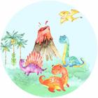 Painel Redondo De Festa Dinossauro Baby Cute 130M - Bbd01 - X4adesivos