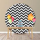 Painel Redondo em Jacquard Estampado Chevron Preto