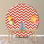 Painel Redondo em Jacquard Estampado Chevron Vermelho