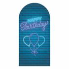 Painel Romano Happy Birthday Neon Decoração 3D Em Tecido