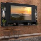 Painel TV 65" com 2 Leds e Prateleiras de Vidro Vegas Premium Multimóveis Preto