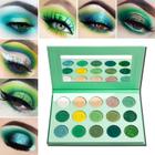 Paleta de sombras Afflano Green, altamente pigmentada, 15 cores