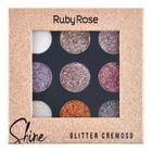 Paleta shine glitter cremoso 9 cores ruby rose rf hb8407-g