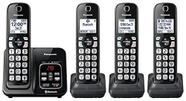 Panasonic Sistema de Telefone Sem Fio Expansível com Bluetooth, Assistente de Voz, Secretária Eletrônica e Bloqueio de Chamadas Panasonic - 4 Aparelhos Sem Fio - KX-TGD664M (Preto Metálico)