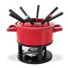 Panela Aparelho Kit de Fondue Completo em Cerâmica 13 peças Vermelho Brinox