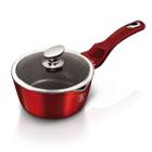 Panela c/ tampa vidro 16cm 1,2L Burgundy Berlinger Haus Caçarola Frigideira Cozinha Alumínio Inox Tampa de Vidro Antiaderente