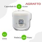 Panela de Arroz e Legumes Elétrica Riso 6 Xícaras Agratto Branco 110V