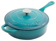 Panela de barro Artisan 3,5 litros esmaltado de ferro fundido, panela de barro, ombre azul-petróleo - Crock Pot