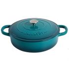 Panela de barro Braiser Crock-Pot artesanal em ferro fundido esmaltado 5L azul-petróleo