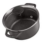 Panela De Ferro Fundido Caçarola NEO 24 cm 3,8 L Com Tampa De Vidro Santana - Fundição Santana