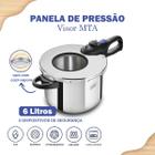 Panela de Pressão Aço Inox Fechamento Automático Com Visor 6 Dispositivos De Segurança MTA 6 Litros