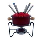 Panela Fondue 10 Pç Vermelho Carne Chocolate Queijos Frutas