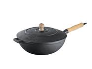 Panela Frigideira Wok Em Ferro Fundido Com Tampa 28 Cm - Libaneza