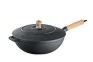 Panela Frigideira Wok Em Ferro Fundido Com Tampa 28 Cm