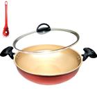 Panela, Paellera, Frigideira Paella Wok 30 cm Antiaderente Preta + Espátula