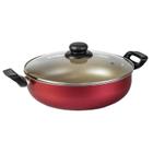 Panela Resistente Tacho Paella Moqueca 28 Cm Tampa Vidro Antiaderente Alças Laterais Frigideira Brasil - All Stock