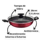 Panela Wok 28cm Tramontina 3,3L Tampa de Vidro Loreto Starflon Max