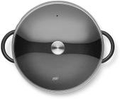 Panela Wok 36Cm 6 Litros Ferro Fundido Com Tampa De Vidro - Mta